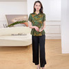 OYM-OMS-YQA422-L夏款印花短袖国风时尚小衫简约宽松休闲显瘦阔腿裤妈妈装两件套裤 商品缩略图0