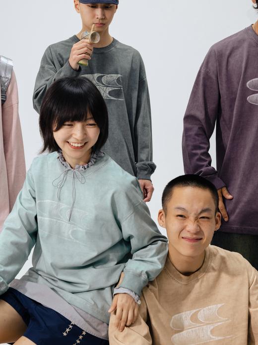 CryingCenter水洗做旧褪色logo上衣圆领宽松情侣长袖T恤哭喊中心 商品图3