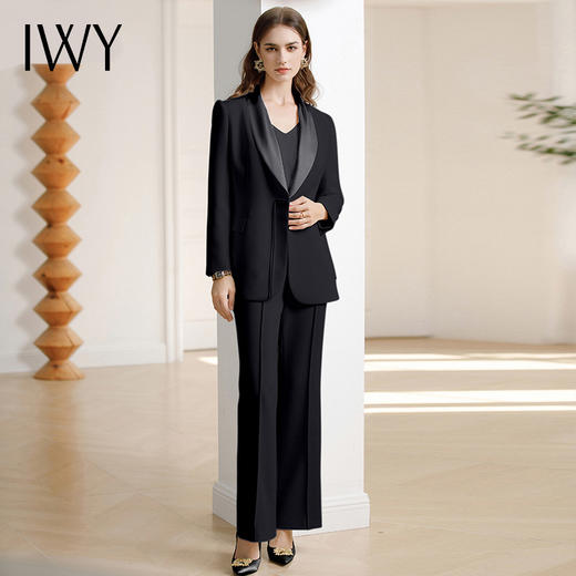 IWY/气质新中式国风西装套装女商务主持人高端正装工作服黑色西服CP2078 商品图1