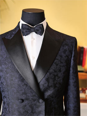 callisto全羊毛缎面枪驳领双排礼服 STFJK012D