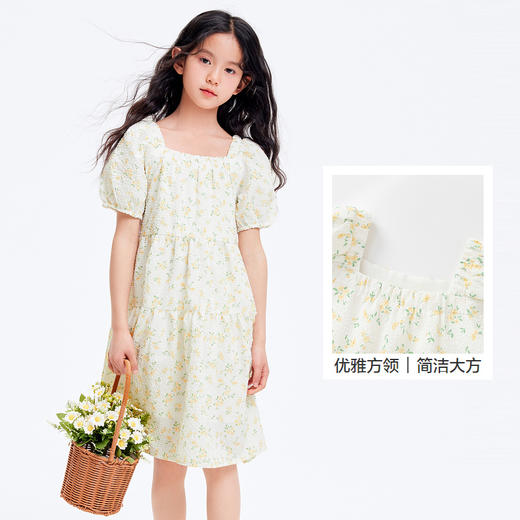 巴拉巴拉女童夏装儿童连衣裙新款中大童碎花甜美裙子泡泡袖潮 商品图3