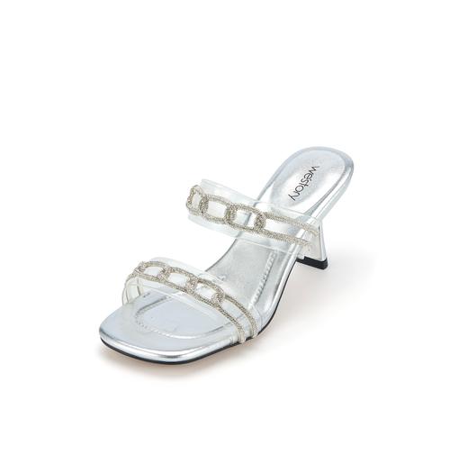 westory春季新款满钻中跟系带法式气质凉鞋真皮W24BJ61851 商品图0