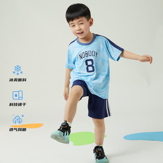 贝贝怡童装男童夏季运动套装速干透气2024新款儿童男孩夏款篮球服ZB2DT008 商品图3