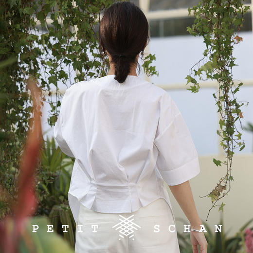 PETIT SCHAN小闪 CLO#237 Nautical diary 航海日记 开叉系带设计落肩短袖 商品图2