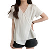 大码女装2025夏装新款洋气V领短袖T恤胖妹妹显瘦宽松设计感上衣潮 商品缩略图4