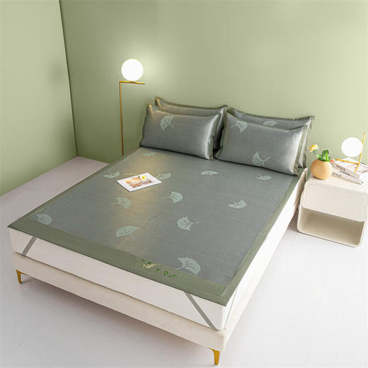 百丽安娜（Belle Anna）艾草香薰冰藤席凉席三件套-红叶绿 商品图1