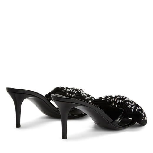 Giuseppe Zanotti 女士蝴蝶结贴花露趾穆勒鞋 黑色 E400039002 商品图2