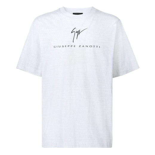 Giuseppe Zanotti 男士签名徽标刺绣棉质圆领短袖T恤 白色 ERU4001001 商品图0