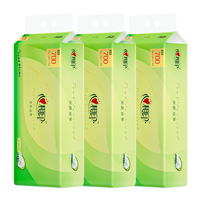 3RW710（提装）心相印茶语丝享系列70克10粒装四层无芯卫生纸*3提装