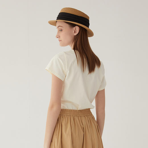 谜底2024夏新款圆领短款修身显瘦T恤女绣花百搭上衣短袖246MT7048 商品图2