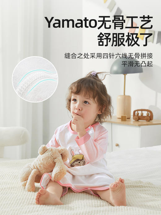 贝肽斯【猫肚棉】婴儿睡衣儿童家居服连体衣春款宝宝睡袋女童睡裙 商品图3