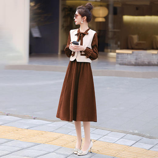 2024新款春季时尚洋气修身显瘦小香风气质长袖裙子两件套连衣裙HR-HMQY5176 商品图7