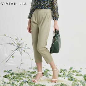 VIVIAN LIU薇薇安刘R2415003春女装新款后腰松紧斜插兜直筒裤