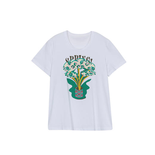 谜底T恤短袖女2024夏季新款简约百搭特色印花修身上衣女246MT7042 商品图4