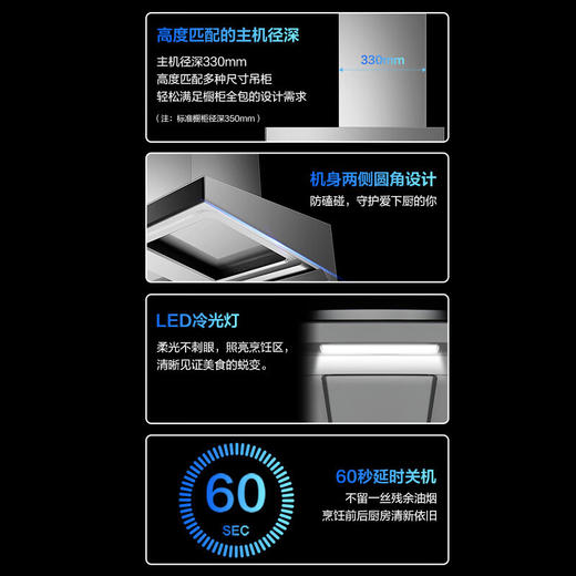 老板（Robam）欧式双腔双吸 沉吸式造型 8面进烟 22立方大风量  智能驱动大吸力油烟机 挥手智控 CXW-260-8355S 商品图6