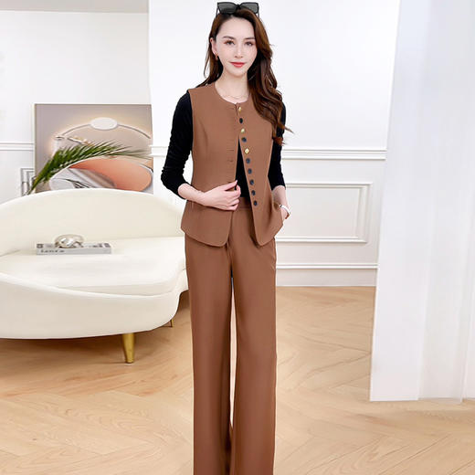 QYMXYKL-MB1012-L-24年夏款短款长袖洋气小香风外套宽松修身时尚显瘦阔腿裤两件套装 商品图2