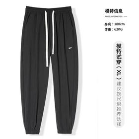 【龙贝莱精选】夏季男士冰丝裤薄款宽松束脚裤休闲运动裤纯色裤子H241060658