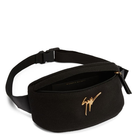 Giuseppe Zanotti 男士金属签名徽标腰包 黑色 EBU4002001 商品图1