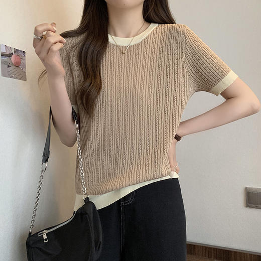 大码女装2025夏季洋气冰丝针织衫短袖T恤胖mm巨显瘦遮肚正肩上衣 商品图8