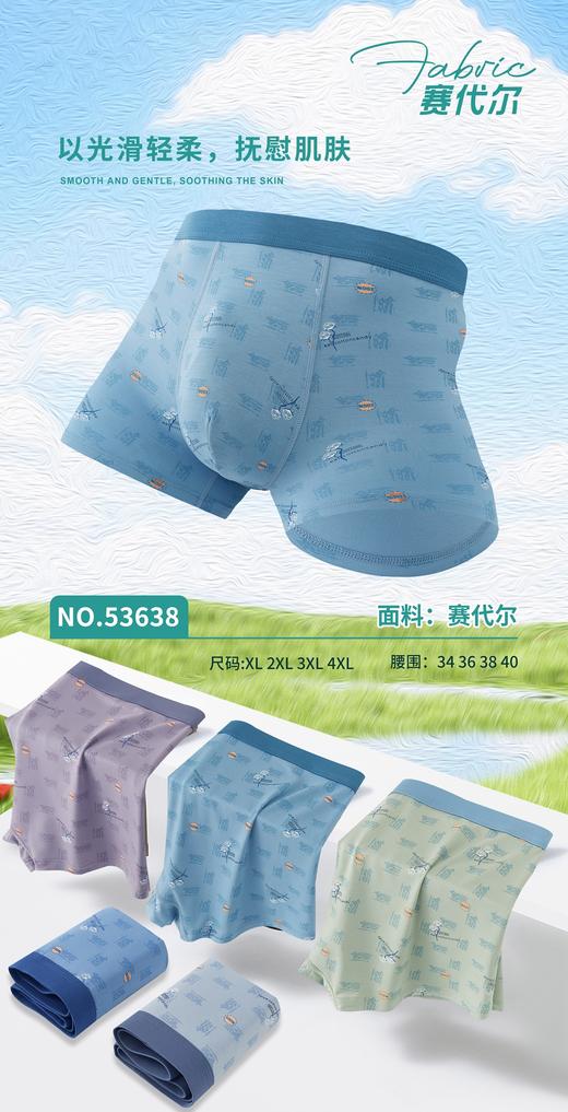 男士莫代尔印花包头条纹平角内裤43638/7825 商品图5