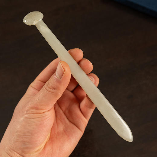 清 和田玉雕如意形发簪 商品图3