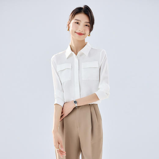 【气质简约】罗蒙女士长袖衬衫时尚有型百搭日常开衫衬衫女商务通勤 商品图2