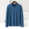 【珠地面料】罗蒙春夏V领t恤男长袖t恤男舒适男士t恤长袖上衣男体恤 商品缩略图6