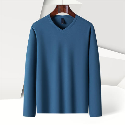【珠地面料】罗蒙春夏V领t恤男长袖t恤男舒适男士t恤长袖上衣男体恤 商品图6