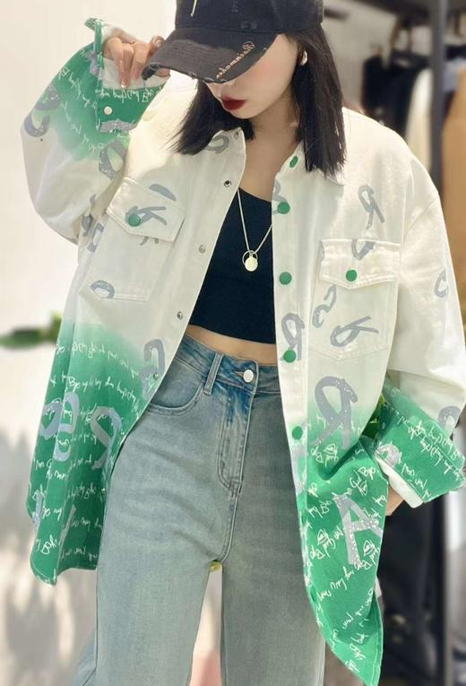 16GD满印字母拼色吊染长袖衬衫40219（白） 春季 406221032105 商品图0