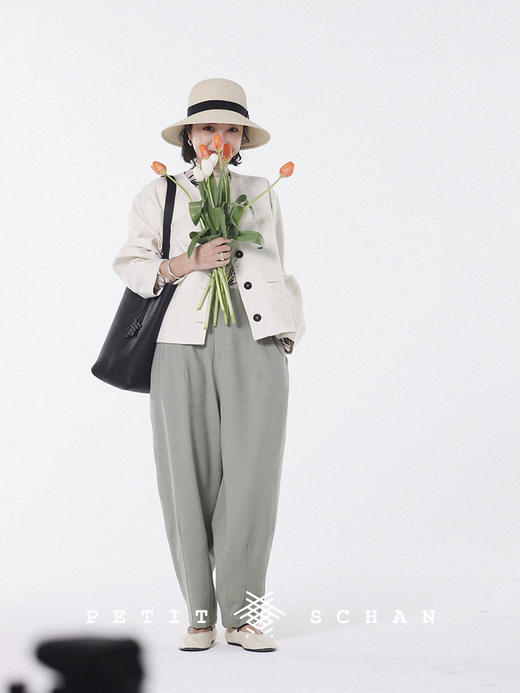 PETIT SCHAN小闪 CLO#220  Green Mountain Haze 绿山岚 城市户外感收腿休闲裤/萝卜裤 商品图5