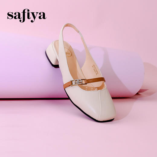 Safiya/索菲娅2024春夏法式低跟包头真皮玛丽珍浅口后空凉鞋 SF41111419 商品图4