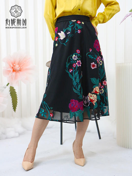 黄白游色、漆黑色半裙LZ3B10 商品图6