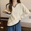 大码女装2025春装新款洋气V领针织衫胖mm宽松百搭毛衣打底衫 商品缩略图5