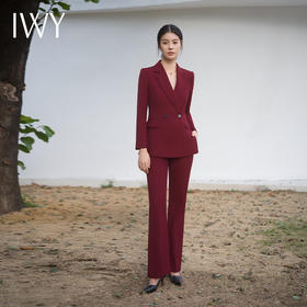 IWY/酒红色西装套装春高级感设计师主持人艺考播音服装修身气质职业装C14220+P34217