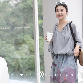 PETIT SCHAN小闪  CLO#309 Wandering Poet 流浪诗人 莱赛尔棉麻系绳造型感半袖衬衫短袖