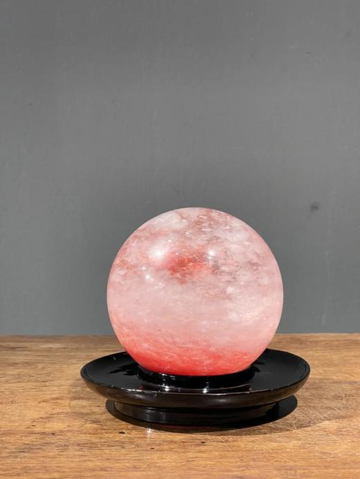 粉红人造水晶球与大漆底座，顺丰包邮 商品图3