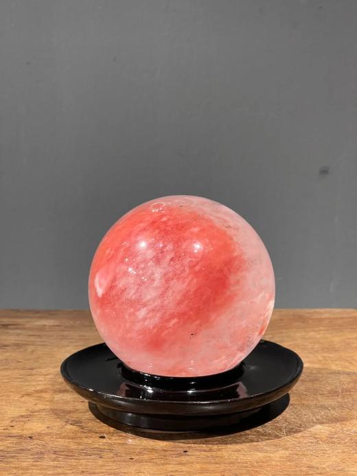 粉红人造水晶球与大漆底座，顺丰包邮 商品图2