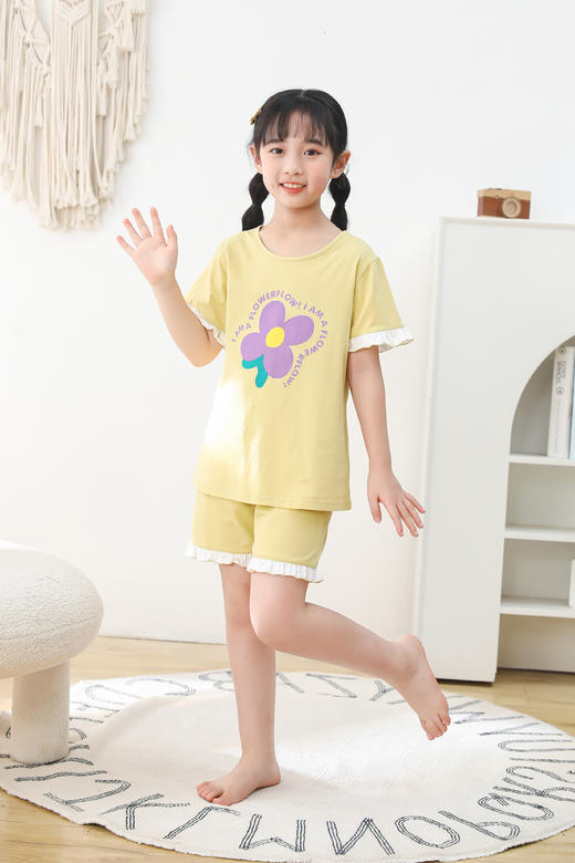 【39元限时秒杀】【秀黛】女童冰感纯棉短袖套装女童睡衣家居服H2440004T【门店同款】【如遇缺货自动退款，介意勿拍】 商品图1