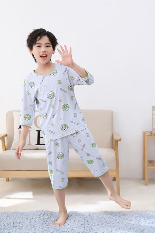 【39元限时秒杀】【秀黛】男童圆领针织印花空调衫男童睡衣家居服H1441002T【门店同款】【如遇缺货自动退款，介意勿拍】 商品图2