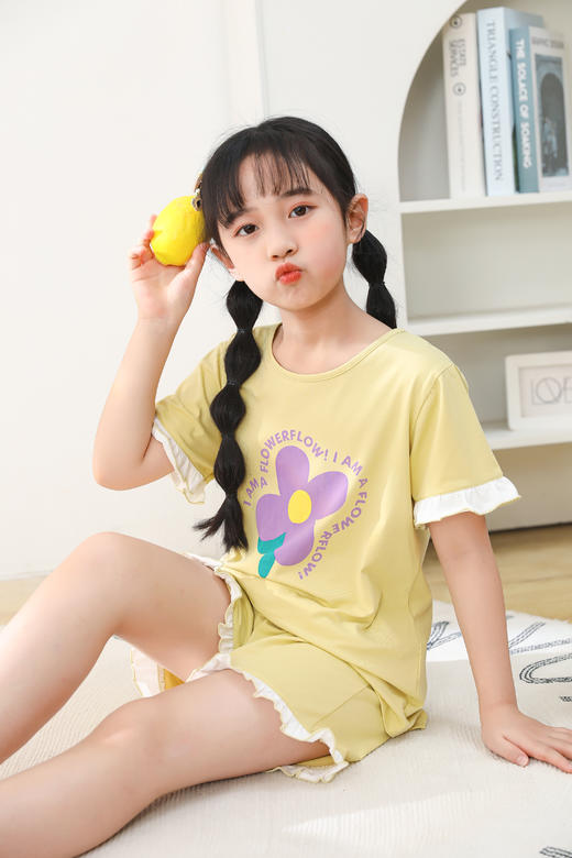 【39元限时秒杀】【秀黛】女童冰感纯棉短袖套装女童睡衣家居服H2440004T【门店同款】【如遇缺货自动退款，介意勿拍】 商品图7