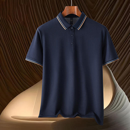 【含桑蚕丝&亚麻】罗蒙男士夏季商务polo衫男透气男士t恤短袖polo衫 商品图3