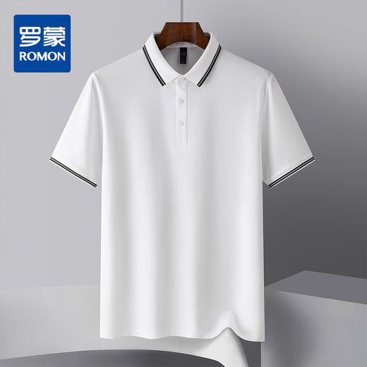 【含桑蚕丝&亚麻】罗蒙男士夏季t恤短袖polo衫简约polo衫男短袖 商品图0