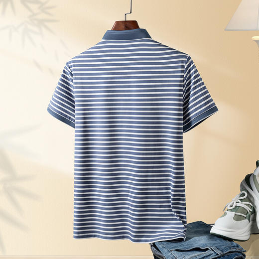 【含桑蚕丝】罗蒙男士夏季休闲商务男士Polo衫短袖男时尚polo衫短袖男 商品图6