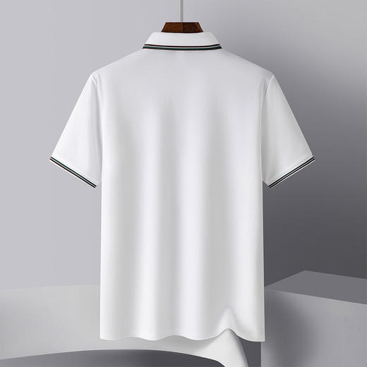【含桑蚕丝&亚麻】罗蒙男士夏季t恤短袖polo衫简约polo衫男短袖 商品图3