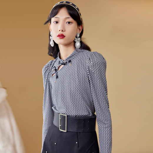 MAXRIENY浪漫新中式羊腿袖上衣秋季雪纺衫女MC87TP558Z00 商品图2