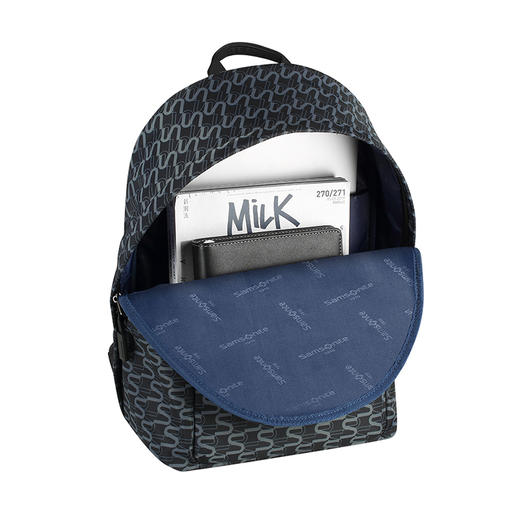 新秀丽印花双肩包斜纹仿尼龙复合料+PU拼接大容量结合大开口设计 商品图3