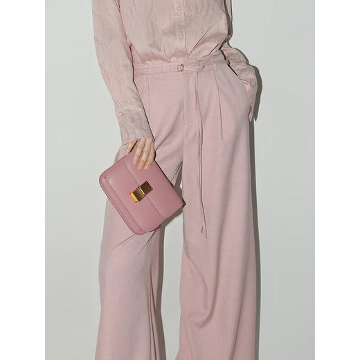 COCOBELLA多巴胺粉气质OL粉色阔腿裤女高腰西裤休闲裤PA3013 商品图3