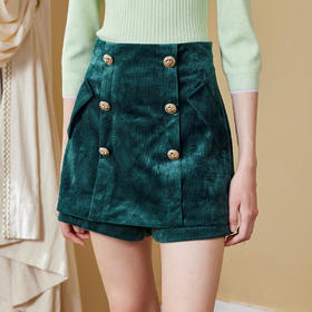 MAXRIENY祖母绿裙裤2022秋季复古丝绒裙气质短裙显瘦MC87PA543G80