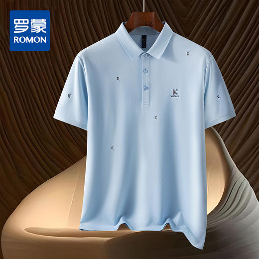 【含桑蚕丝&亚麻】罗蒙夏季男士t恤短袖polo衫商务休闲polo衫男 商品图0
