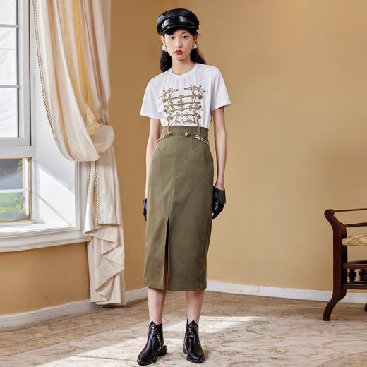 【商场同款】MAXRIENY女爵链条直筒裙2022秋复古高腰半身裙气质(货号:MC87SK511) 商品图0